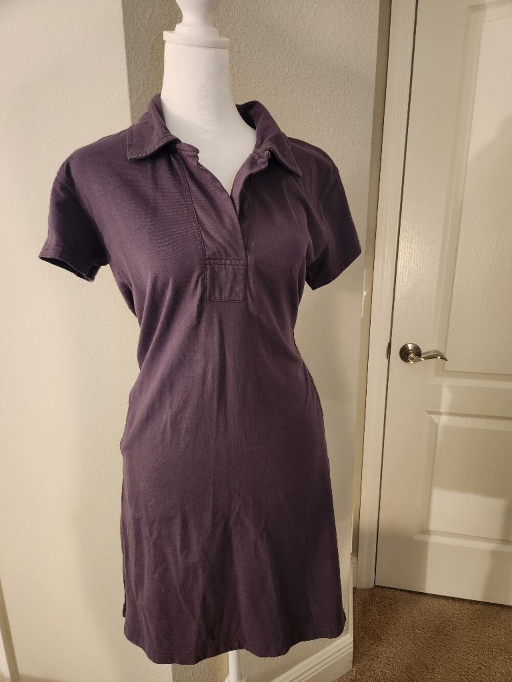 Pact Plum Organic Cotton Short Sleeve Polo Dress Womens Size Small